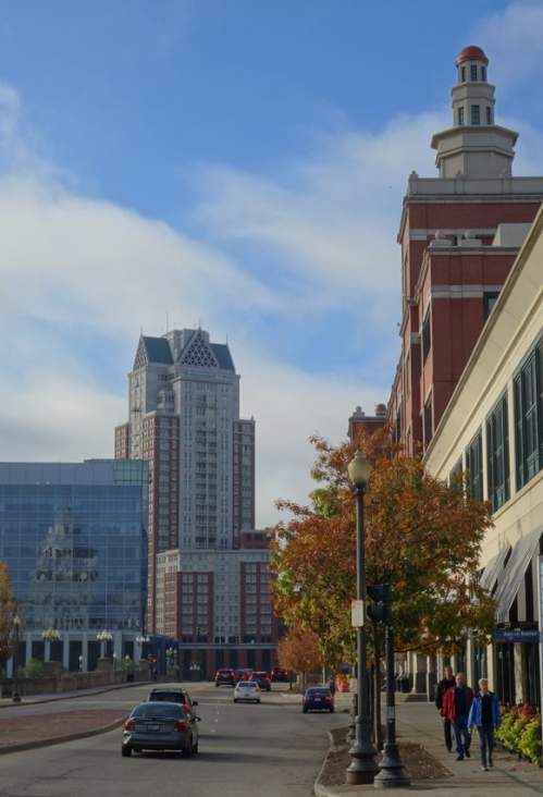 Providence RI street near Providence Place Mall