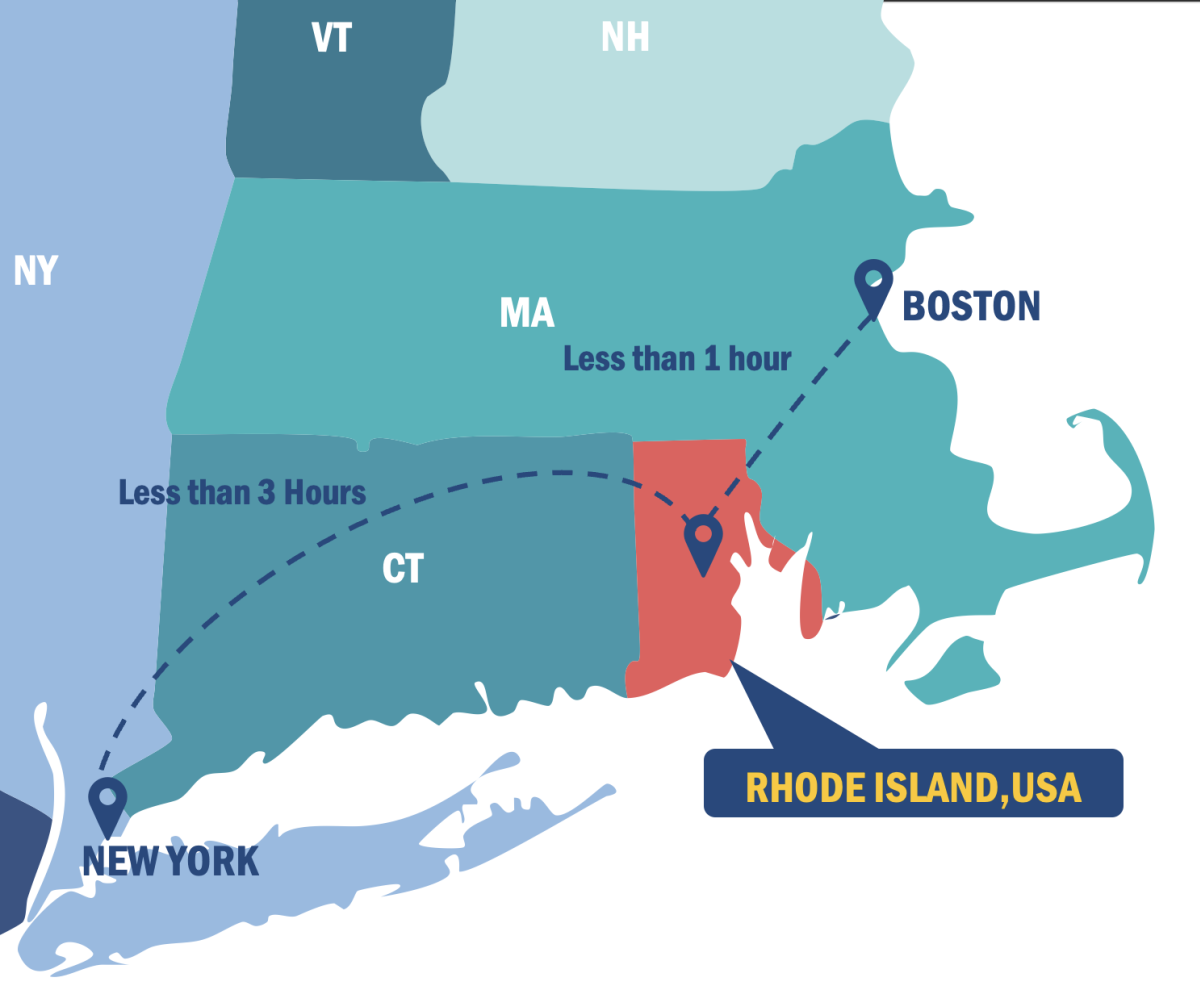 Map - RI between NY and Boston